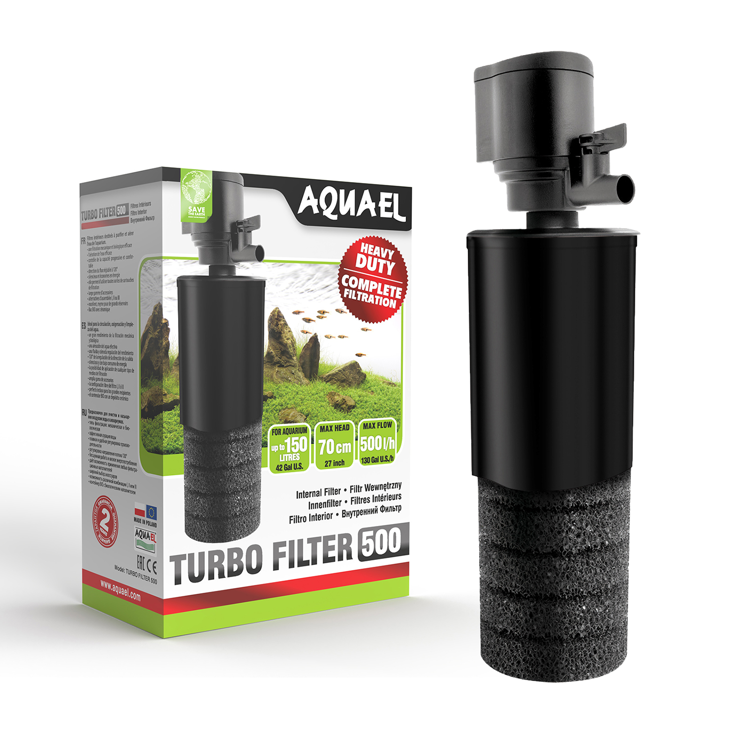 Aquael Turbo Filter 500 l/h sisäsuodatin